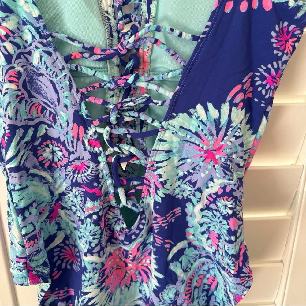 Lilly Pulitzer Floral One Piece Swimsuit - Blue and Pink - Picture 7 of 8